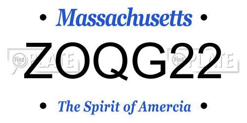 ZOQG22 Massachusetts License Plate