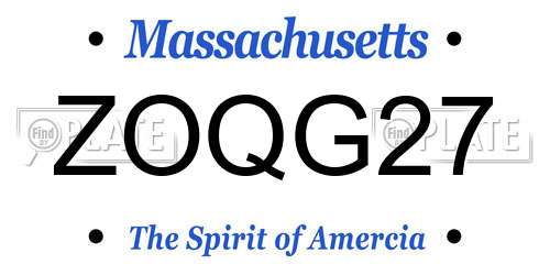 ZOQG27 Massachusetts License Plate