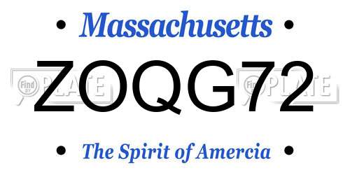 ZOQG72 Massachusetts License Plate