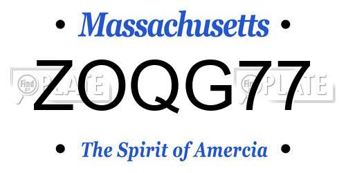 ZOQG77 Massachusetts License Plate