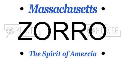 ZORRO Massachusetts License Plate