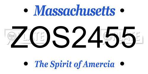 ZOS2455 Massachusetts License Plate
