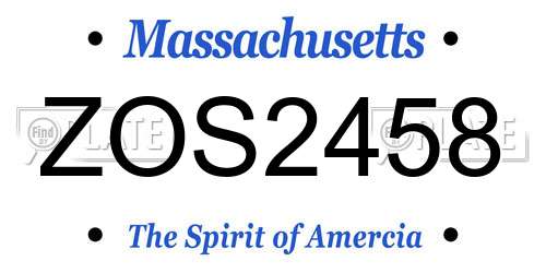 ZOS2458 Massachusetts License Plate
