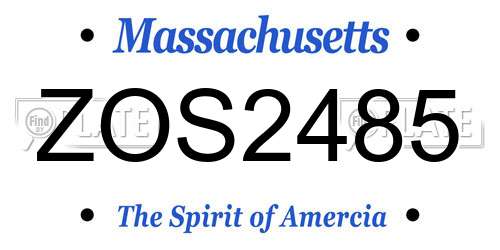 ZOS2485 Massachusetts License Plate