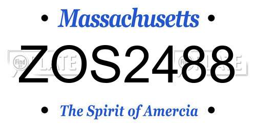 ZOS2488 Massachusetts License Plate