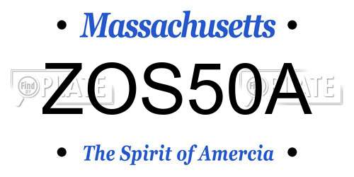 ZOS50A Massachusetts License Plate