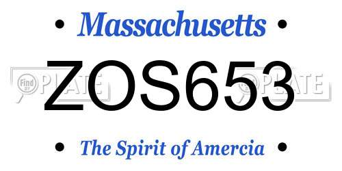 ZOS653 Massachusetts License Plate