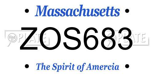 ZOS683 Massachusetts License Plate