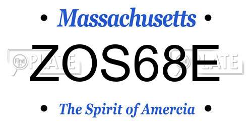 ZOS68E Massachusetts License Plate