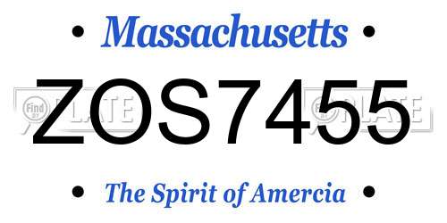 ZOS7455 Massachusetts License Plate
