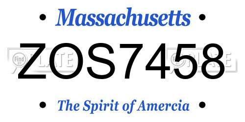 ZOS7458 Massachusetts License Plate