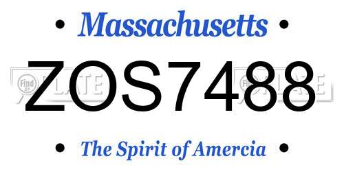 ZOS7488 Massachusetts License Plate
