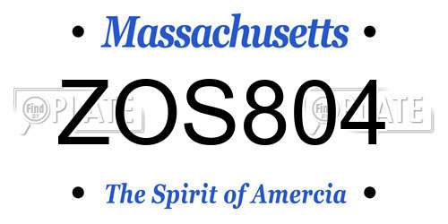 ZOS804 Massachusetts License Plate