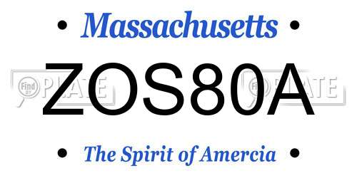 ZOS80A Massachusetts License Plate