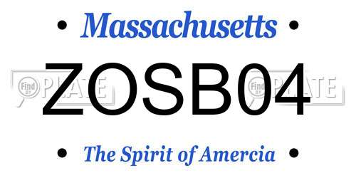 ZOSB04 Massachusetts License Plate