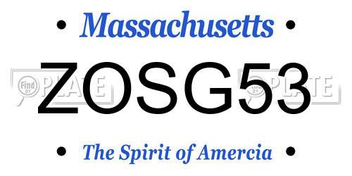 ZOSG53 Massachusetts License Plate