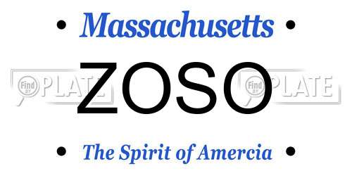 ZOSO Massachusetts License Plate