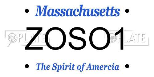 ZOSO1 Massachusetts License Plate