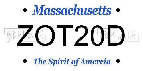 ZOT20D Massachusetts License Plate