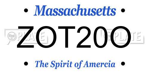 ZOT20O Massachusetts License Plate