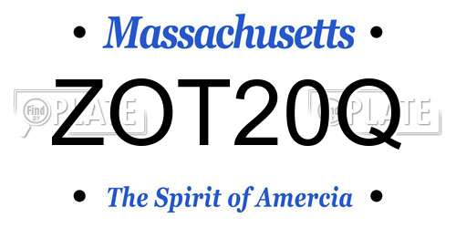 ZOT20Q Massachusetts License Plate