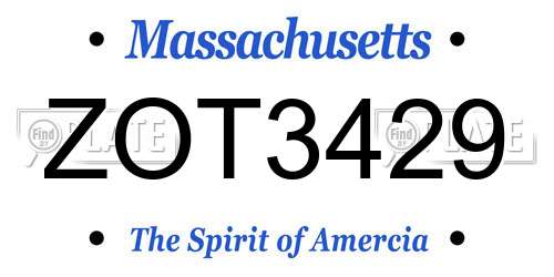 ZOT3429 Massachusetts License Plate