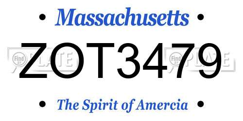 ZOT3479 Massachusetts License Plate