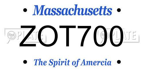 ZOT700 Massachusetts License Plate