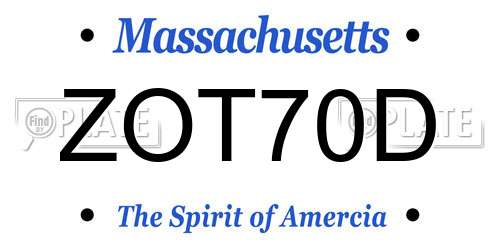 ZOT70D Massachusetts License Plate