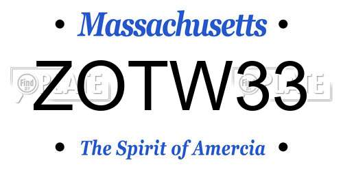 ZOTW33 Massachusetts License Plate