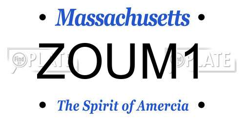 ZOUM1 Massachusetts License Plate