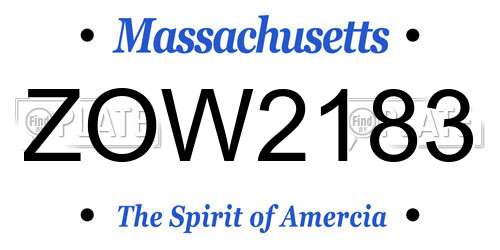 ZOW2183 Massachusetts License Plate