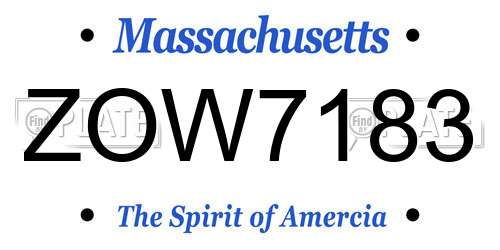 ZOW7183 Massachusetts License Plate