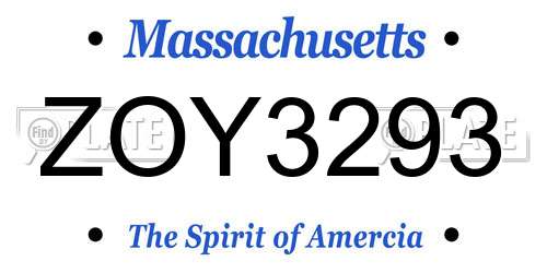 ZOY3293 Massachusetts License Plate