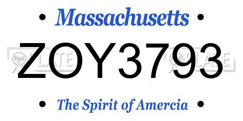 ZOY3793 Massachusetts License Plate