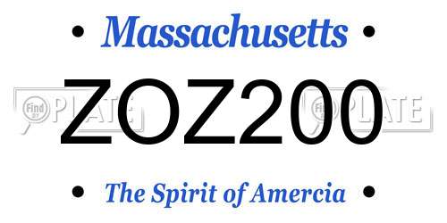 ZOZ200 Massachusetts License Plate