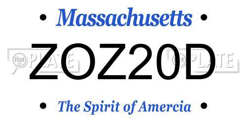ZOZ20D Massachusetts License Plate