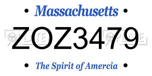 ZOZ3479 Massachusetts License Plate