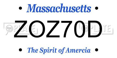 ZOZ70D Massachusetts License Plate
