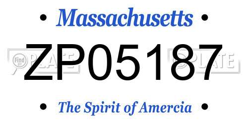 ZP05187 Massachusetts License Plate