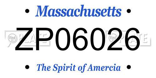 ZP06026 Massachusetts License Plate