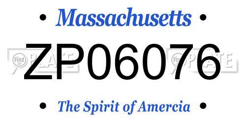 ZP06076 Massachusetts License Plate