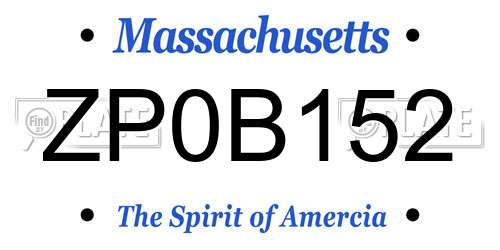 ZP0B152 Massachusetts License Plate