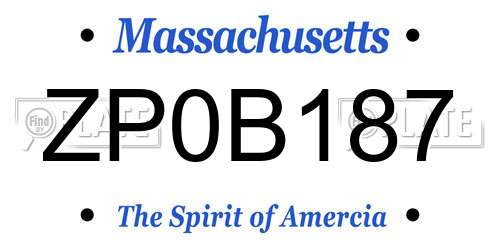 ZP0B187 Massachusetts License Plate