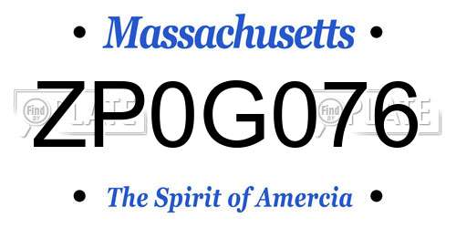 ZP0G076 Massachusetts License Plate