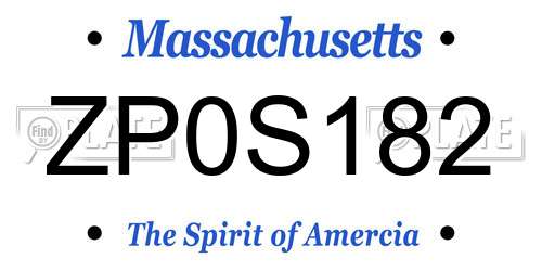 ZP0S182 Massachusetts License Plate