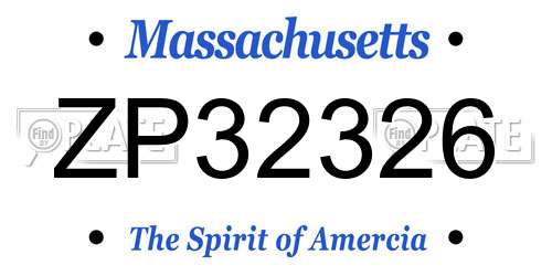 ZP32326 Massachusetts License Plate