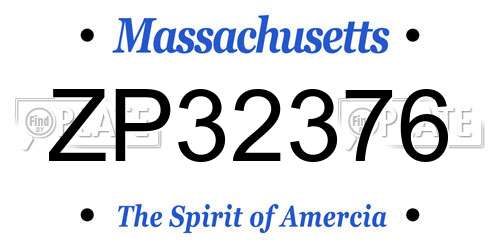 ZP32376 Massachusetts License Plate