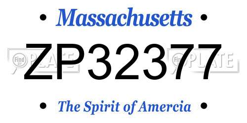 ZP32377 Massachusetts License Plate