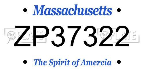 ZP37322 Massachusetts License Plate